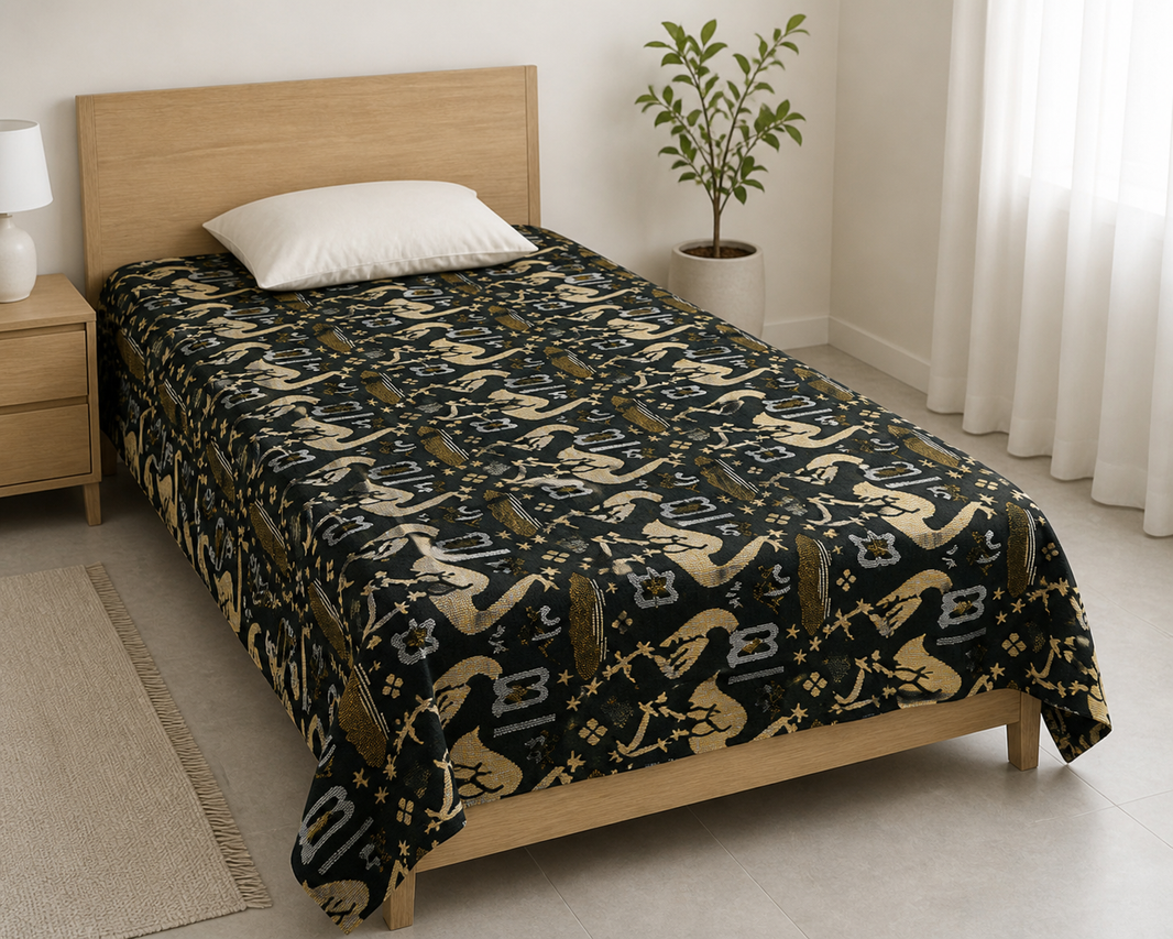 G. Raja Chennimalai Bedsheet Green Flamingo — Bright-room styling view