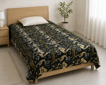 G. Raja Chennimalai Bedsheet Green Flamingo — Bright-room styling view