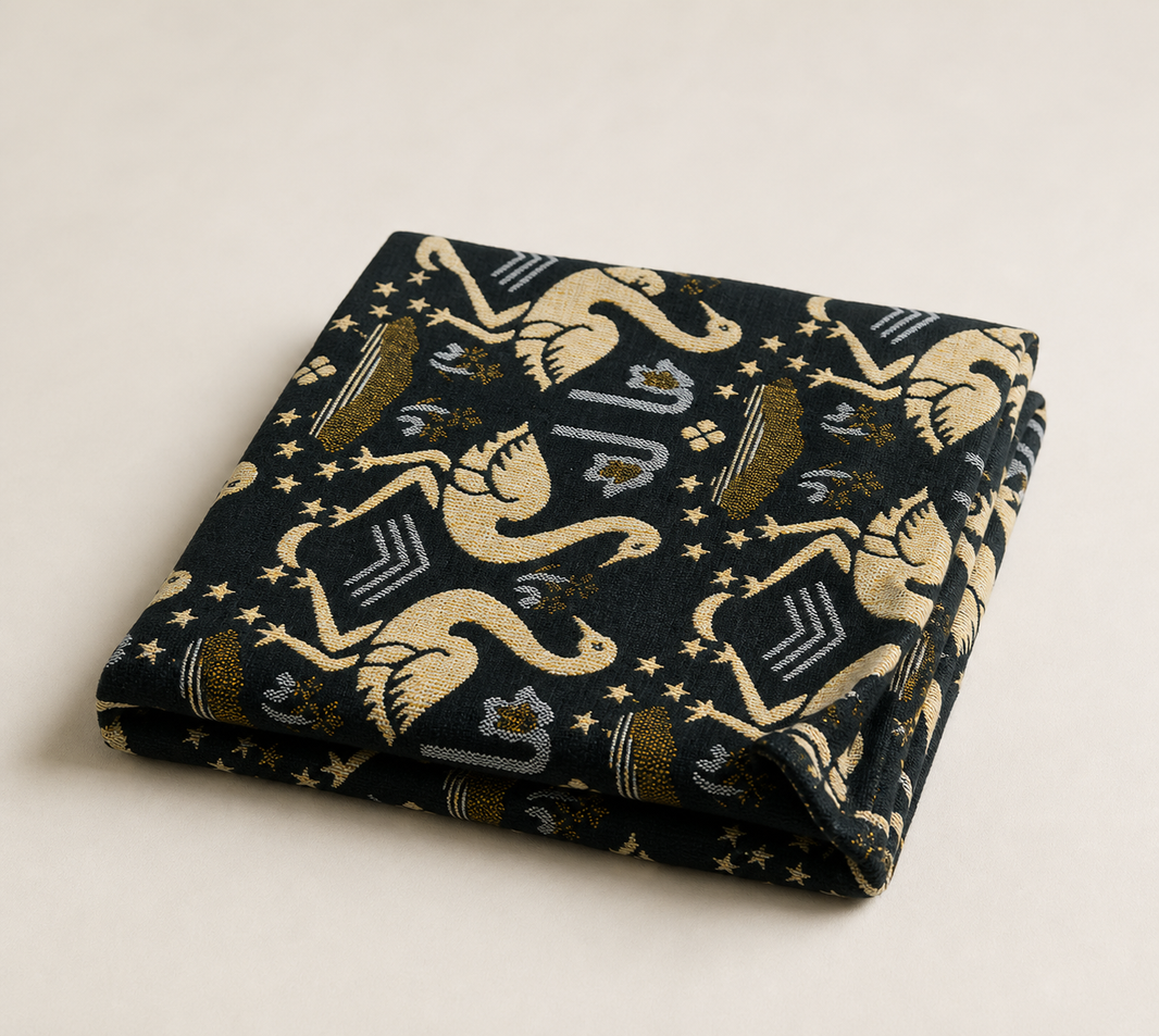 G. Raja Chennimalai Bedsheet Green Flamingo — Folded catalogue view