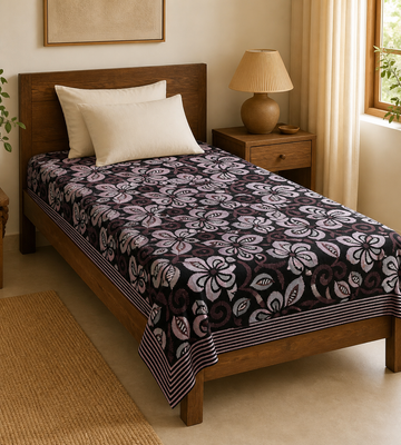 G. Raja Chennimalai Bedsheet Lavender Blossom — Warm-room styling view