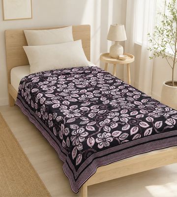 G. Raja Chennimalai Bedsheet Lavender Blossom — Bright-room styling view