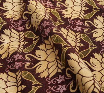 G. Raja Chennimalai Bedsheet Maroon swan — Fabric and pattern detail view
