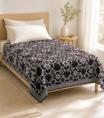 G. Raja Chennimalai Bedsheet Moonlight Floral — Bright-room styling view