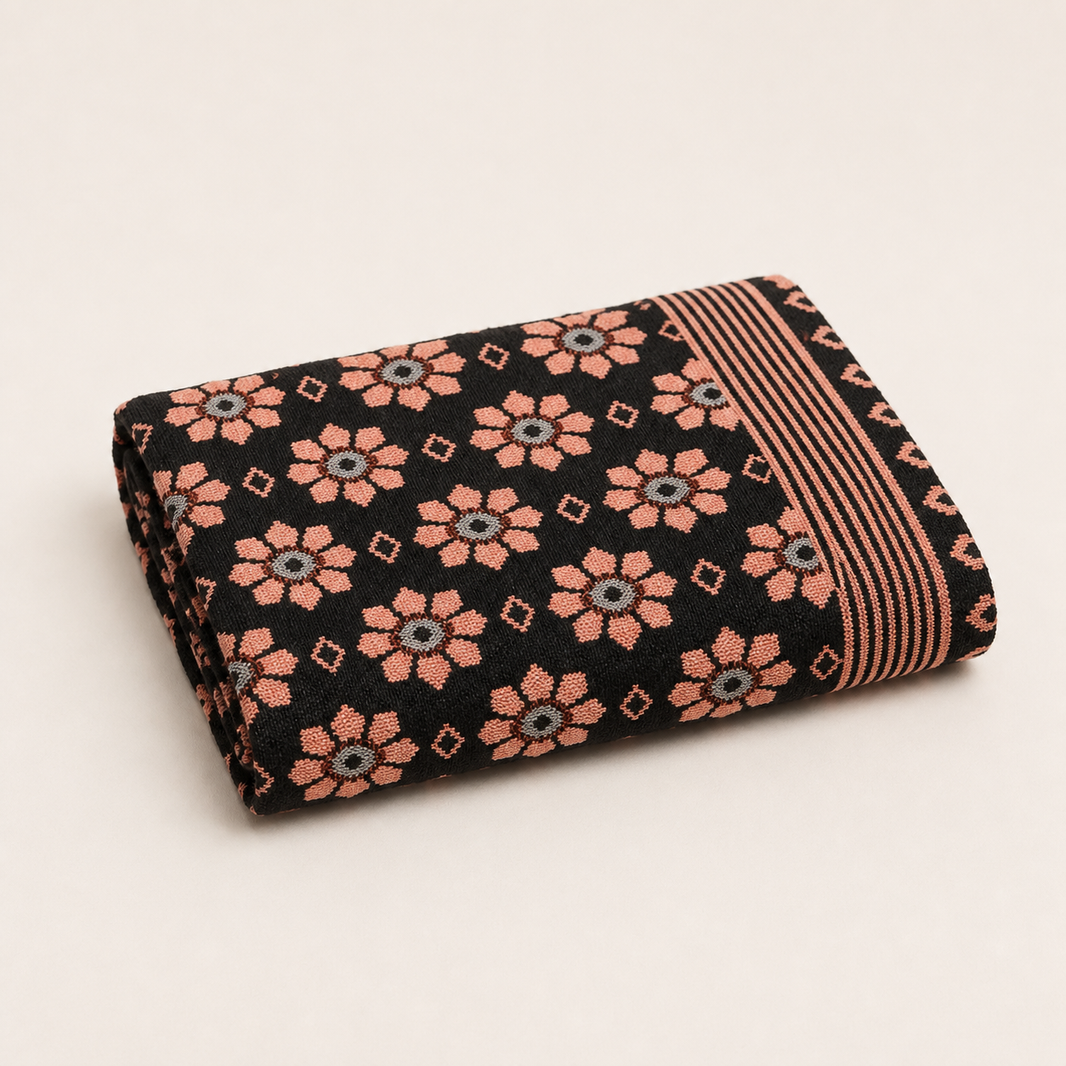 G. Raja Chennimalai Bedsheet Peach Petals — Folded catalogue view