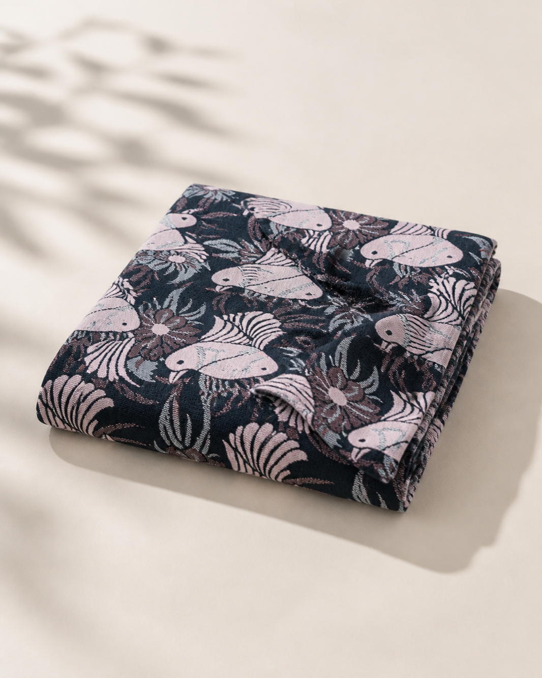 G. Raja Chennimalai Bedsheet Pink Bird — Folded catalogue view