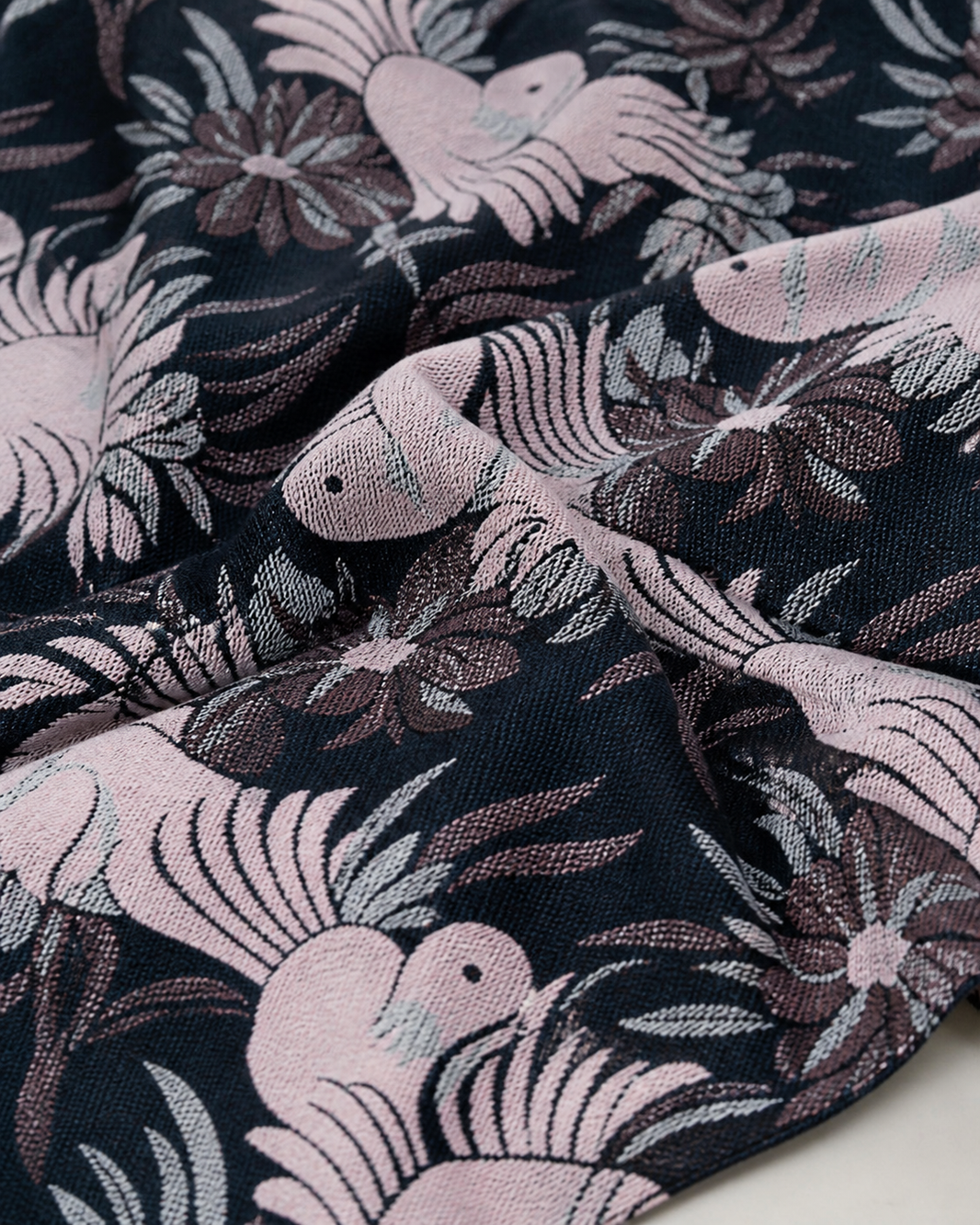 G. Raja Chennimalai Bedsheet Pink Bird — Fabric and pattern detail view