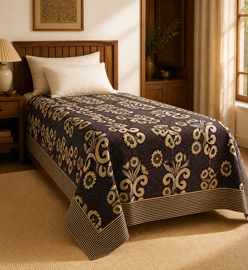 G. Raja Chennimalai Bedsheet Vintage Garden — Warm-room styling view