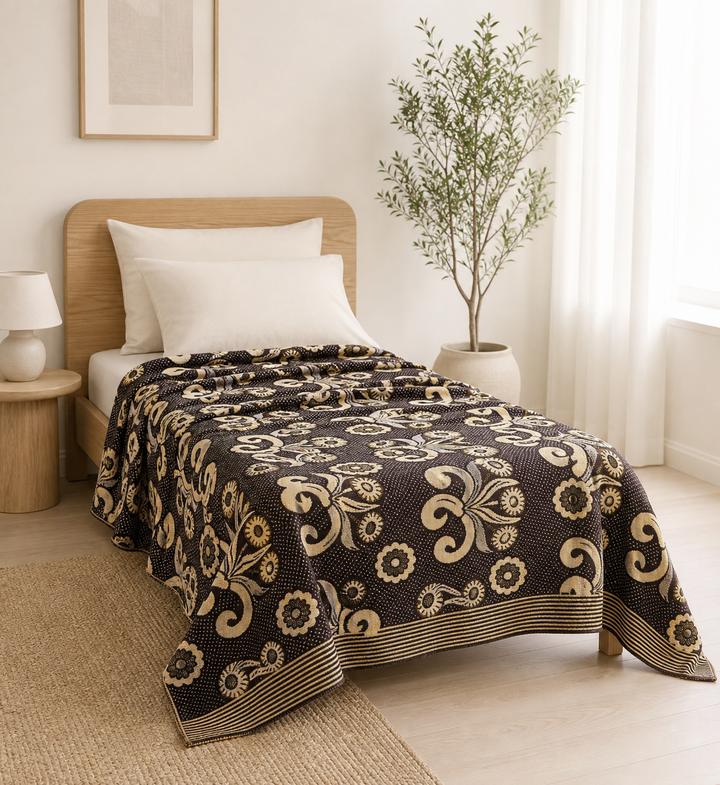 G. Raja Chennimalai Bedsheet Vintage Garden — Bright-room styling view