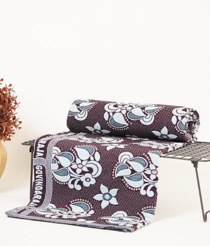 Floral patterned Raja Chennimalai Bed Sheet with a white background