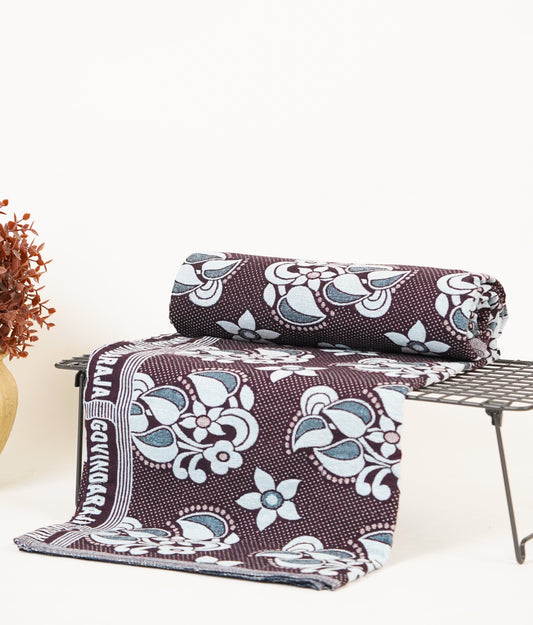 Floral patterned Raja Chennimalai Bed Sheet with a white background