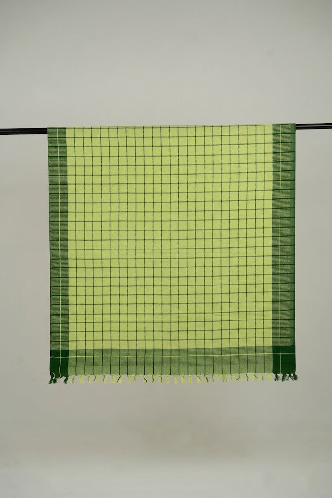 Chennimalai Soft Grid Weave Towel Lime Green