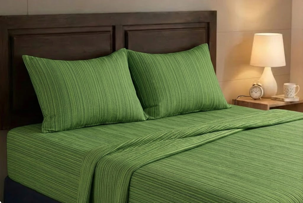 Chennimalai Double Cot Bedspread Green Textured