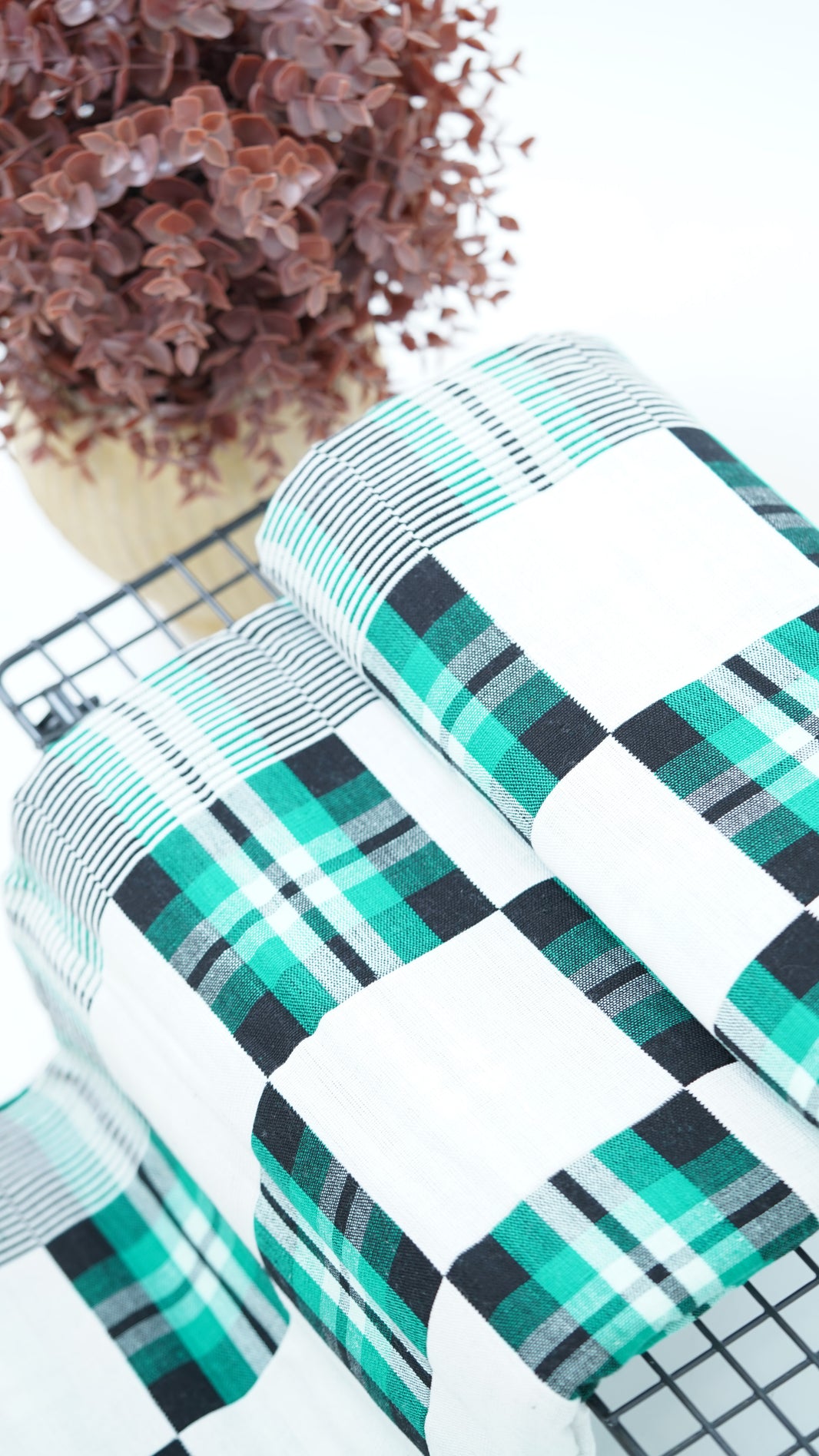 Premium Handloom Candy Check King Size Chennimalai Bedsheet - Green