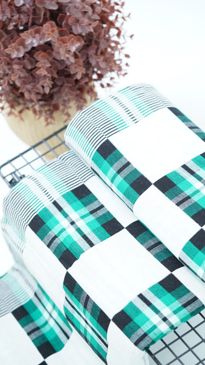 Premium Handloom Candy Check Double Cot Chennimalai Bedsheet - Green