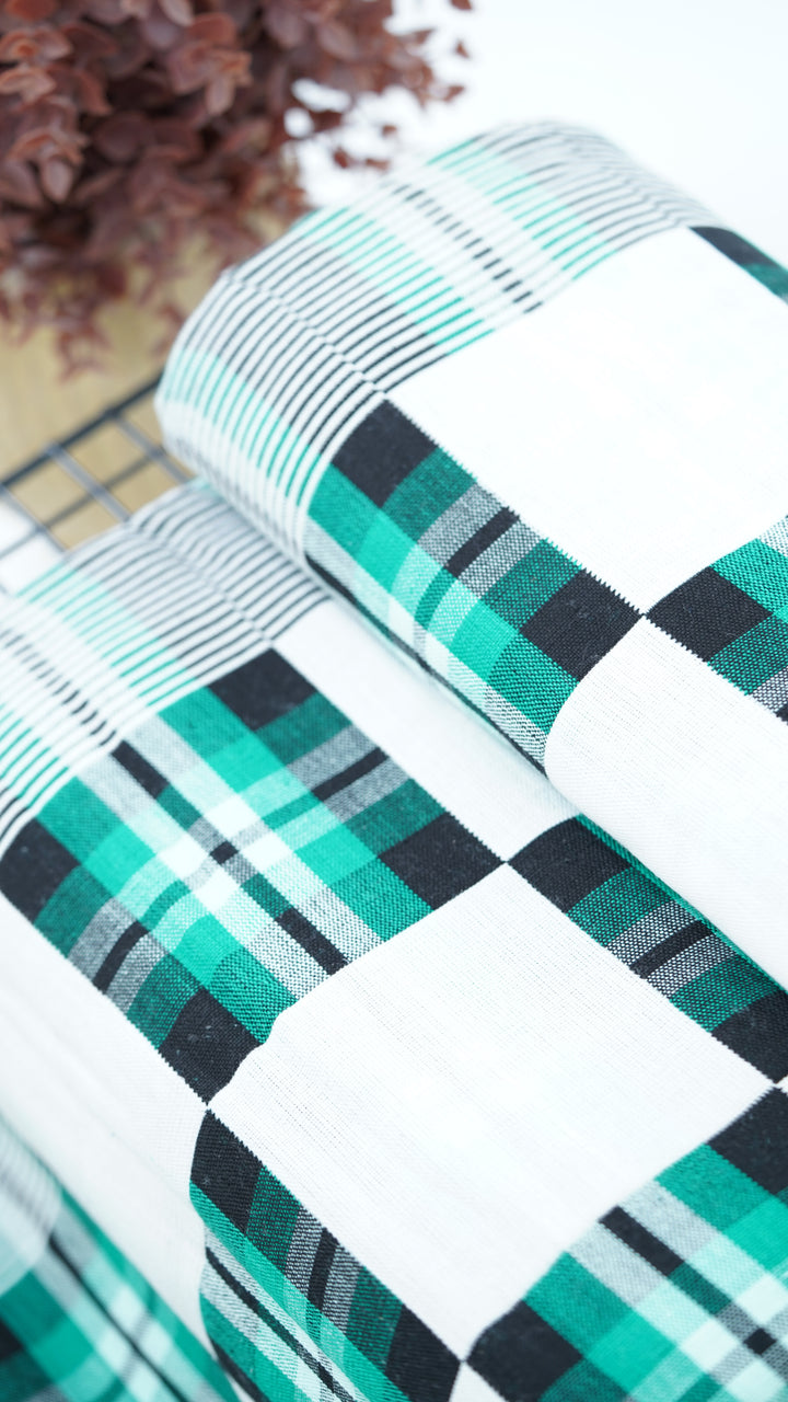 Premium Handloom Candy Check Single Cot Chennimalai Bedsheet - Green