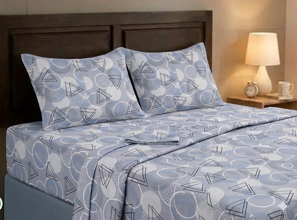 Premium Handloom Chennimalai Double Cot Bedspread Grey Geometric Print