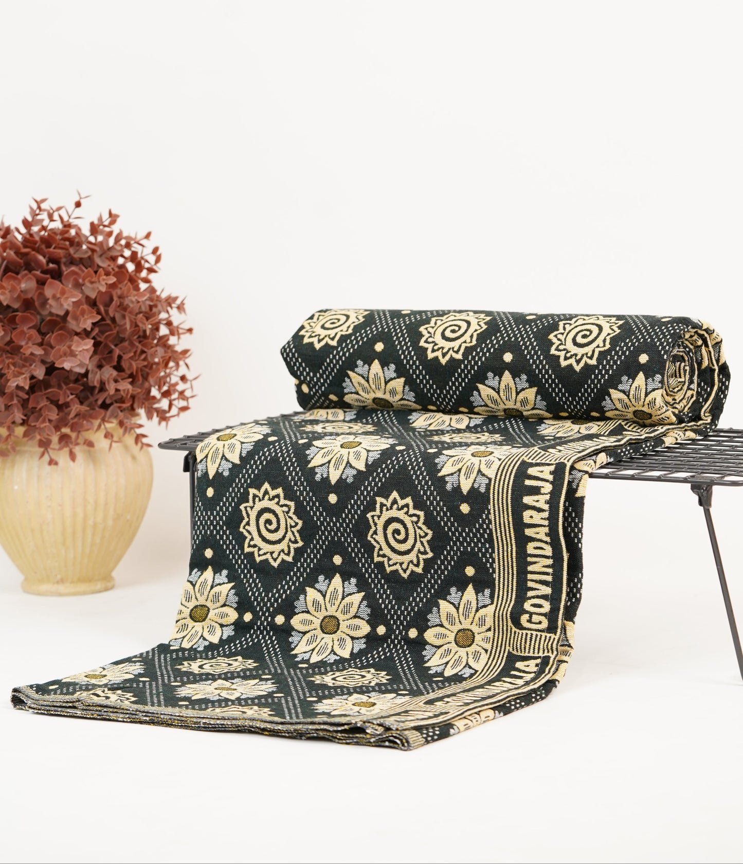 G. Raja Chennimalai Bed Sheet Temple bloom on a white background