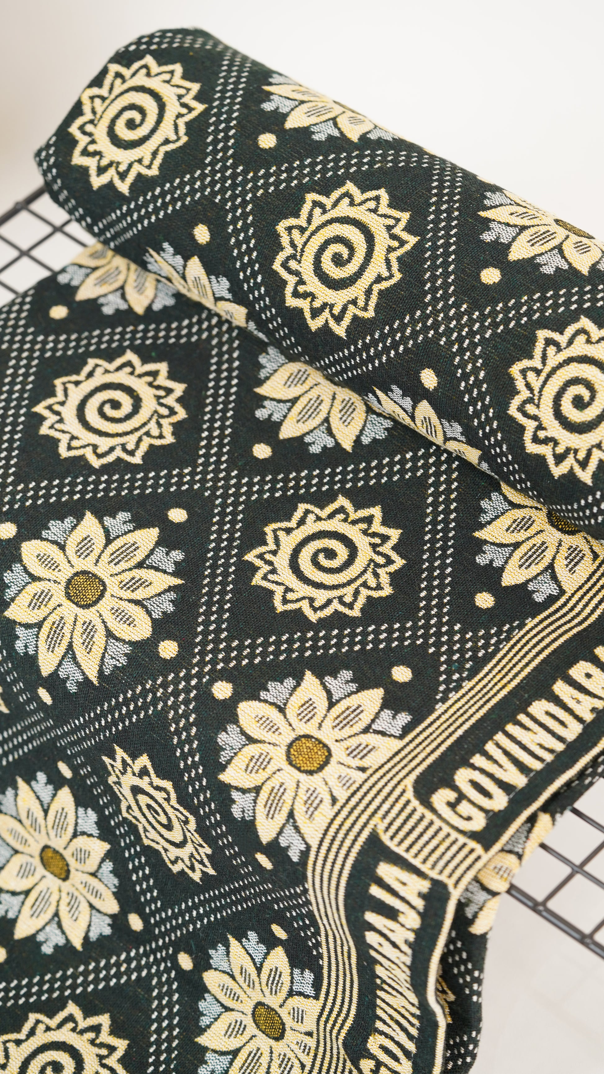 G. Raja Chennimalai Bed Sheet with beige floral and geometric patterns