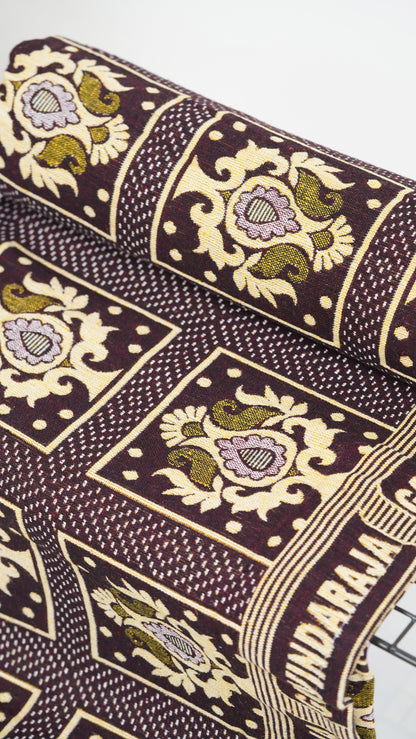 Ivory Bloom G. Raja Chennimalai Bed Sheet with intricate patterns and text on a dark background