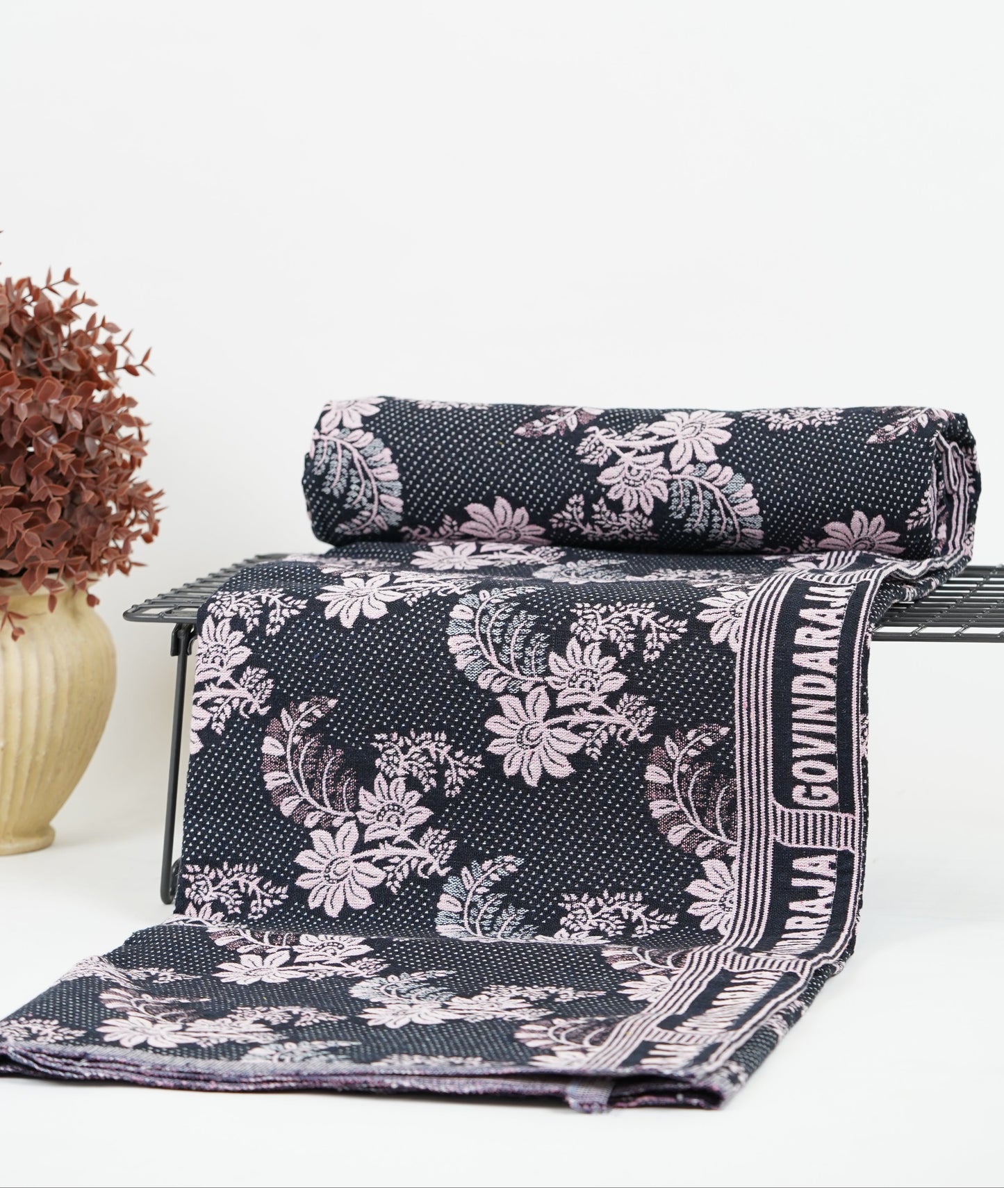 G. Raja Chennimalai Bed Sheet - Blush-pink floral