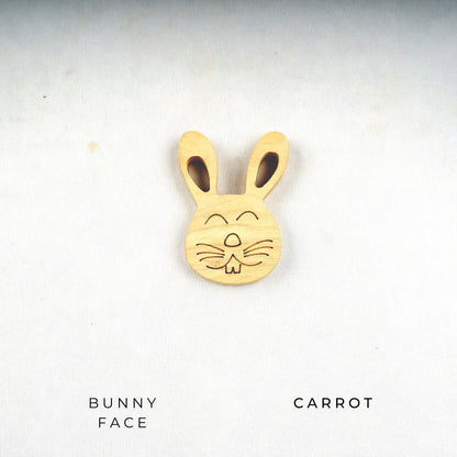 Wooden Bunny Face and Carrot Teethers