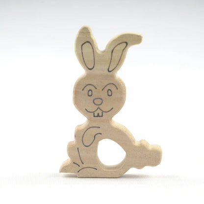 Wooden Bird, Elephant Face and Bunny Teethers