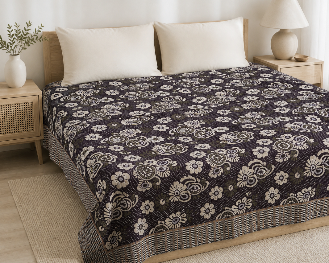 Jacquard Double Cot Bedsheet - Classic Maroon — Bright-room styling view