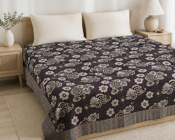 Jacquard Double Cot Bedsheet - Classic Maroon — Bright-room styling view