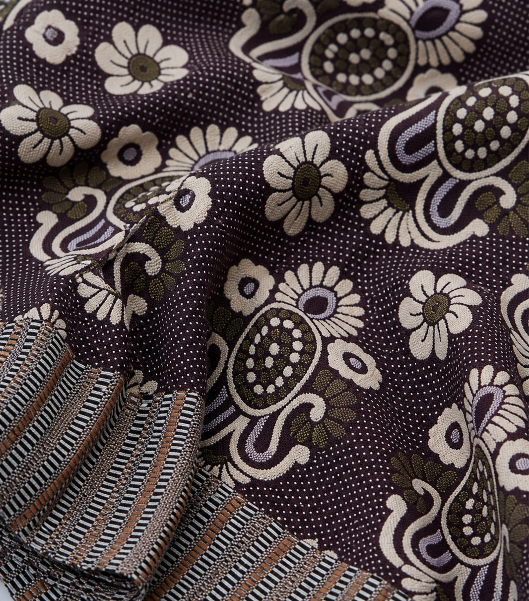 Jacquard Double Cot Bedsheet - Classic Maroon — Fabric and pattern detail view
