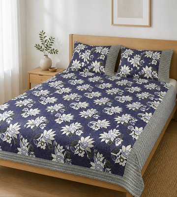 Jacquard Double Cot Bedsheet - Floral wine — Bright-room styling view