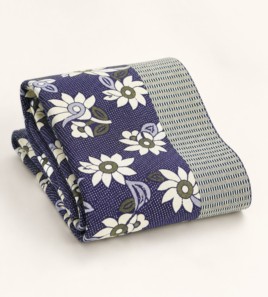 Jacquard Double Cot Bedsheet - Floral wine — Folded catalogue view