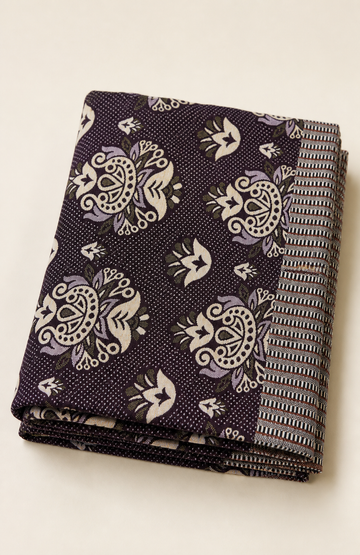 Jacquard Double Cot Bedsheet - Temple art Maroon — Folded catalogue view