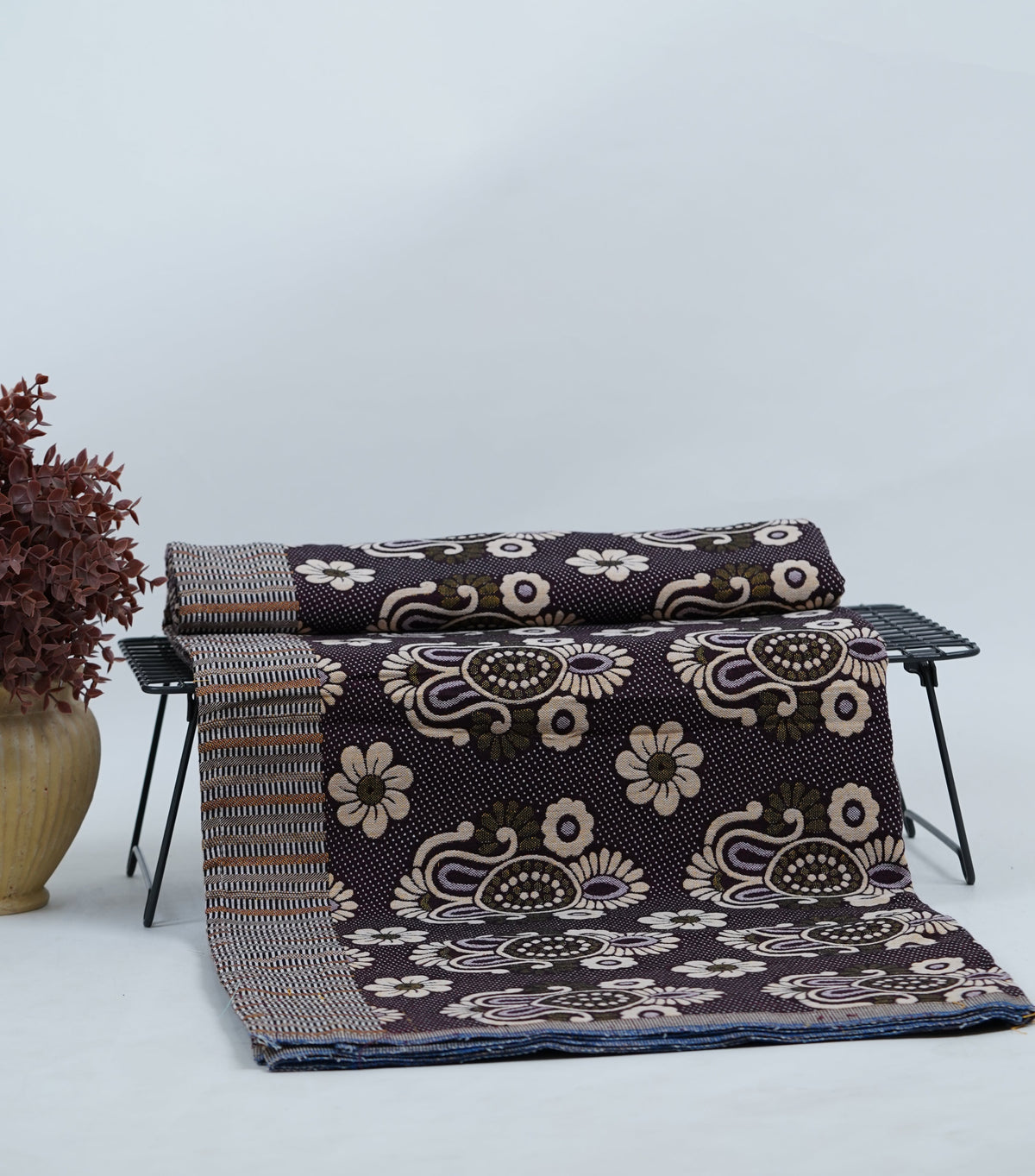 Jacquard Double Cot Bedsheet - Classic Maroon