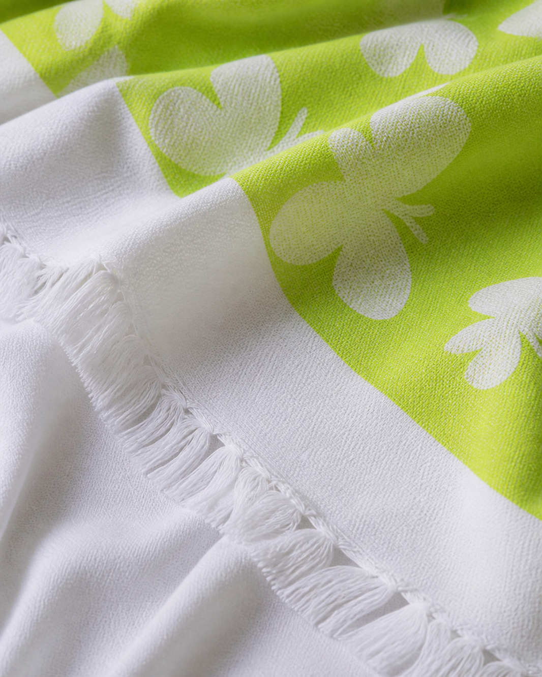 Butterfly Print Lovely Chennimalai Bedsheet - Green — Fabric and pattern detail view