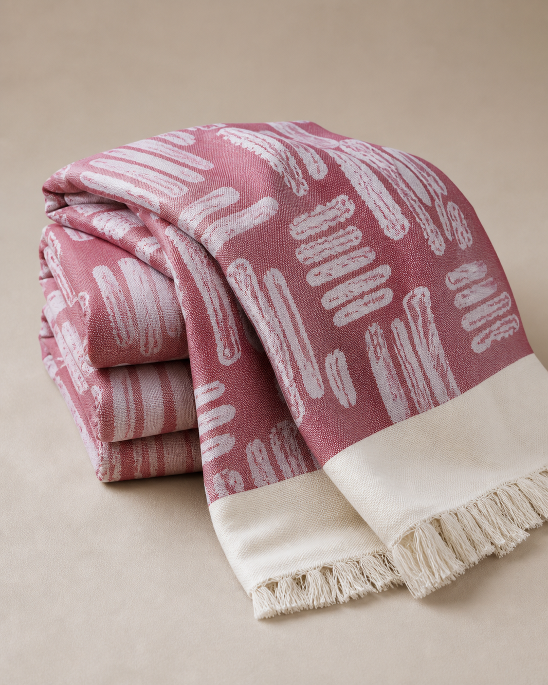 Jacquard Print Lovely Chennimalai Bedsheet - Red — Folded catalogue view