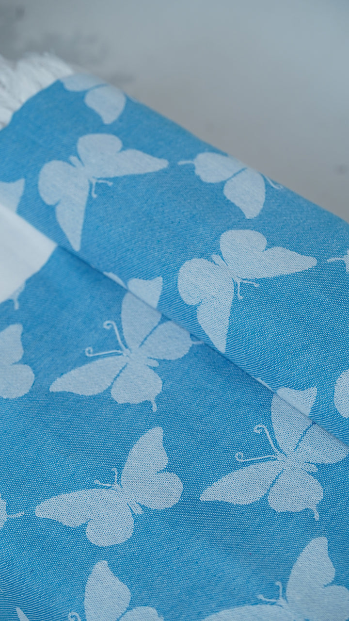 Butterfly Print Lovely Chennimalai Bedsheet - Blue