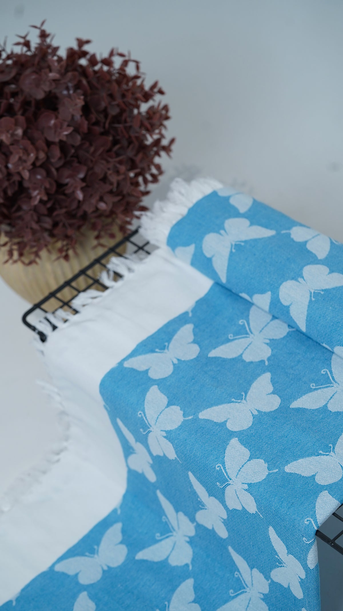 Butterfly Print Lovely Chennimalai Bedsheet - Blue