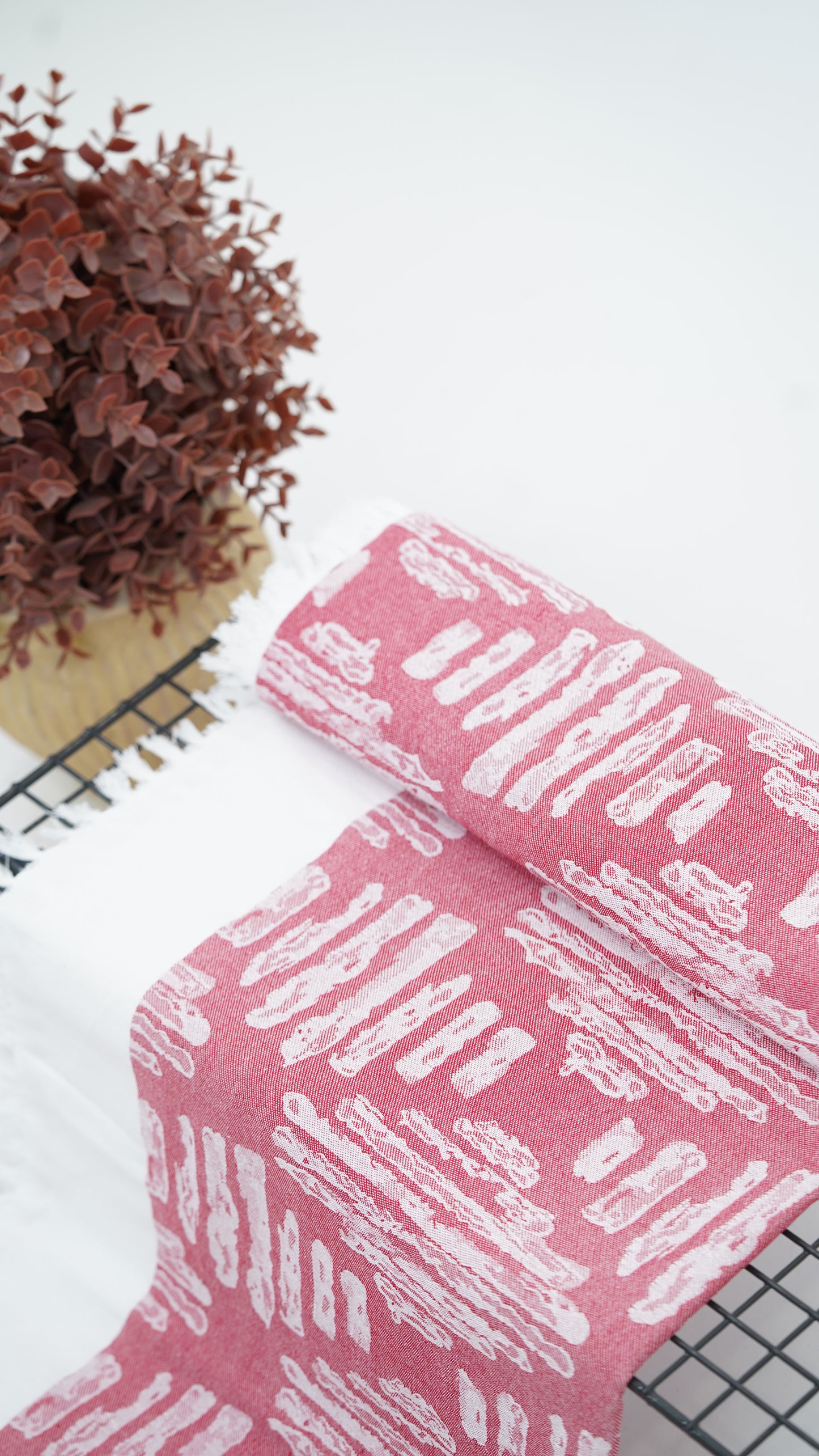 Jacquard Print Lovely Chennimalai Bedsheet - Red