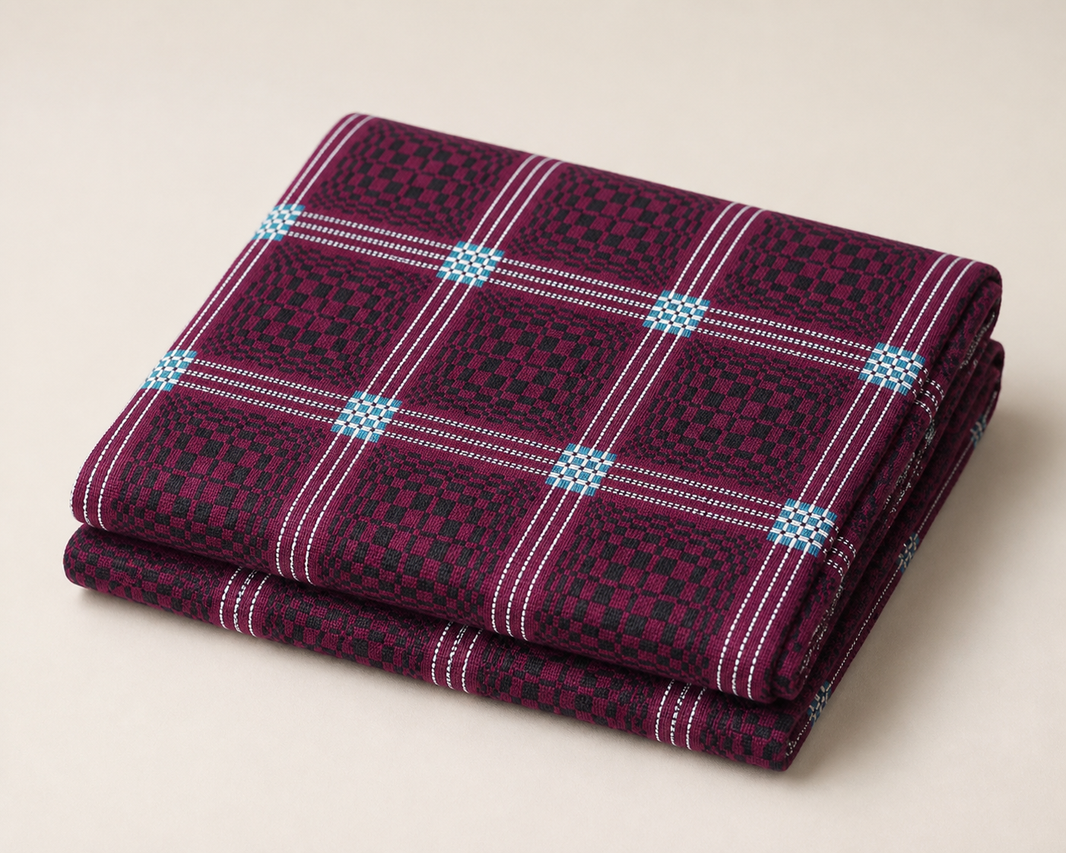 Maroon Nadhiya Chennimalai Bedsheet — Folded catalogue view