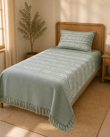 Minted Floral Lovely Chennimalai Bedsheet — Warm-room styling view