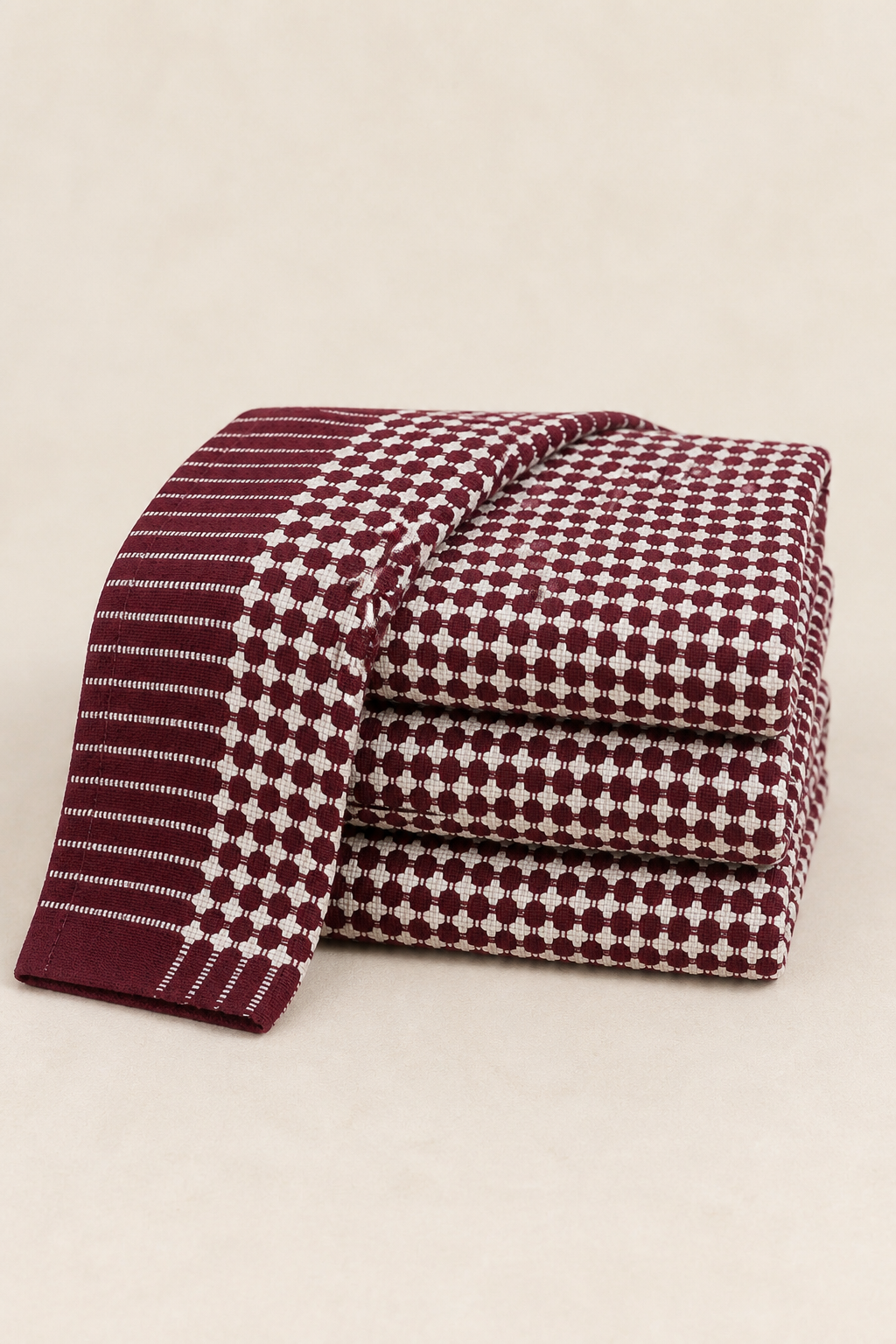 Nayapaisa Chennimalai Bedsheet - Maroon — Folded catalogue view