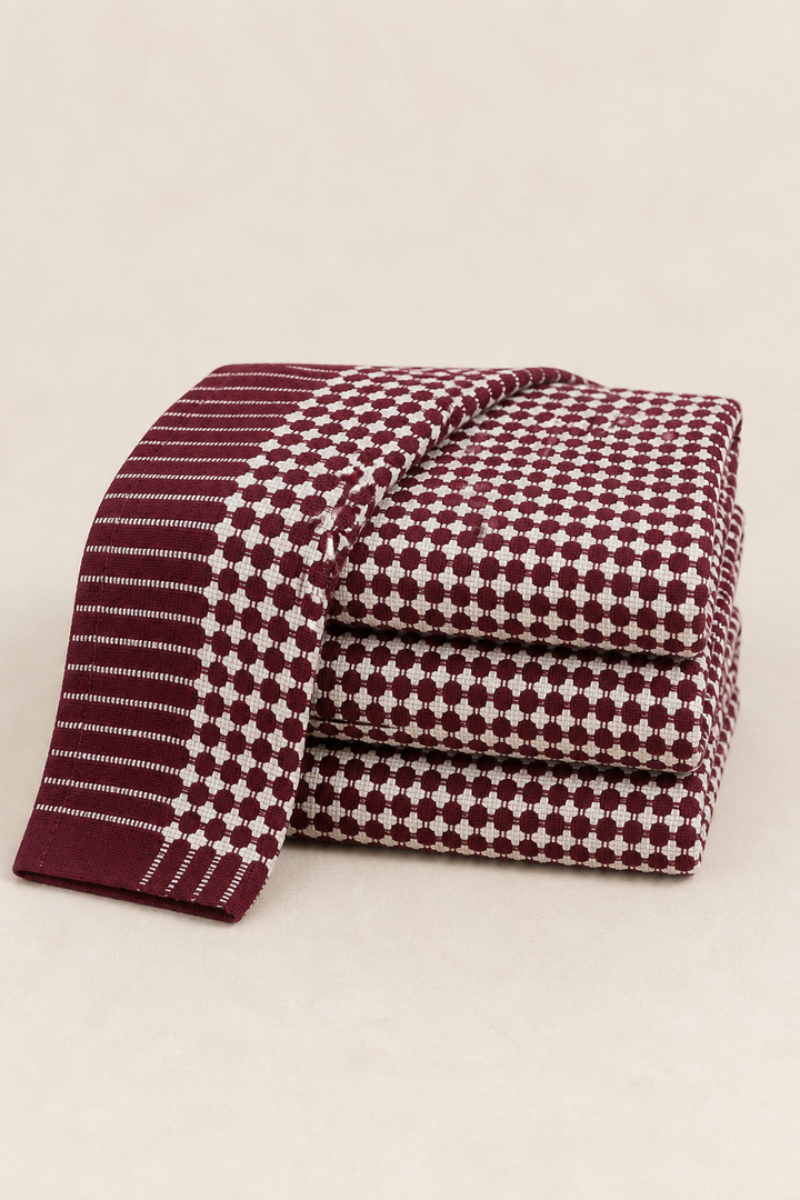 Nayapaisa Chennimalai Bedsheet - Maroon — Folded catalogue view