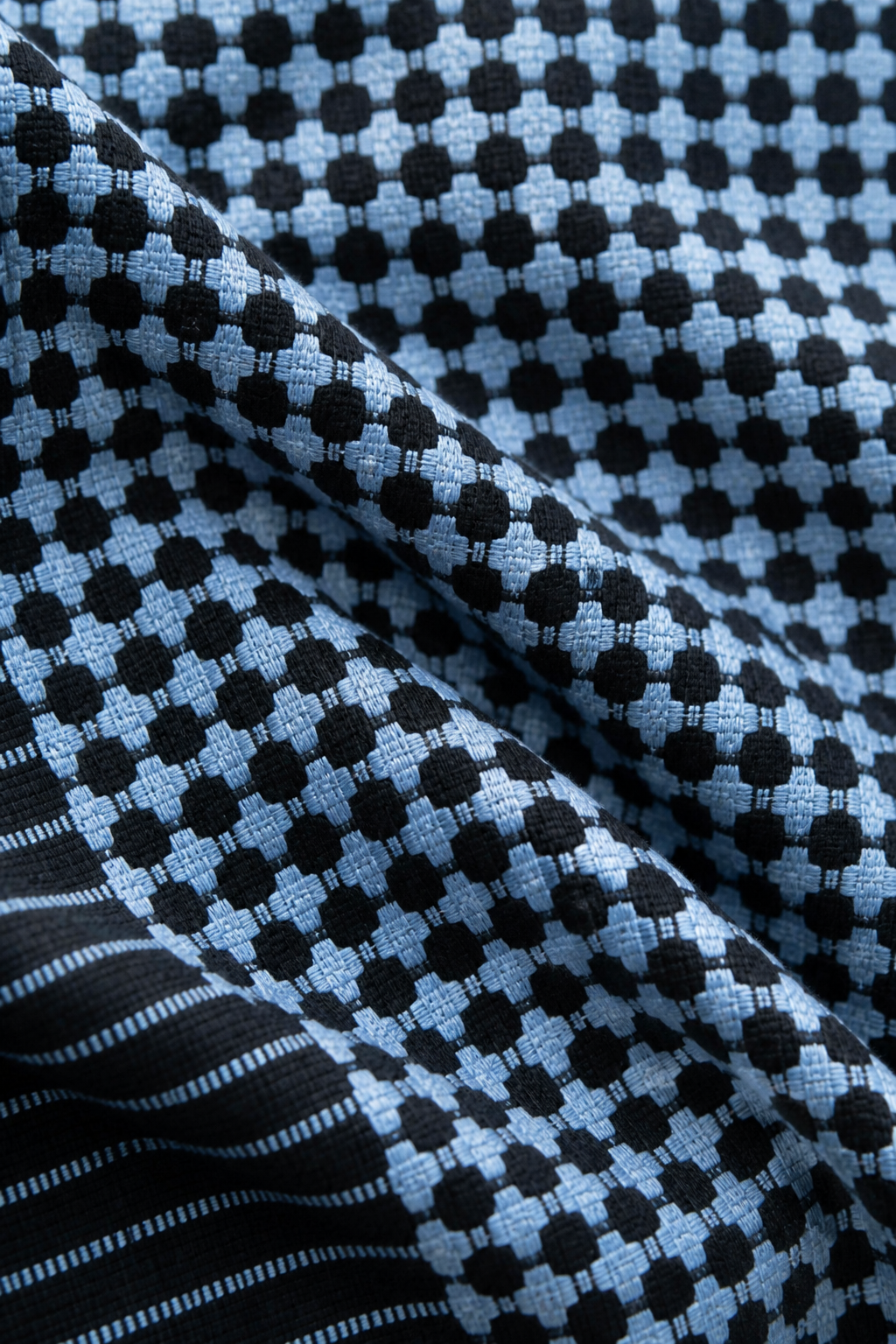 Nayapaisa Chennimalai Bedsheet -Navy Blue — Fabric and pattern detail view