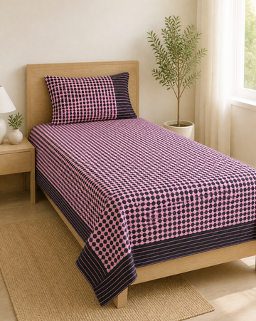 Nayapaisa Chennimalai Bedsheet - Rose — Bright-room styling view
