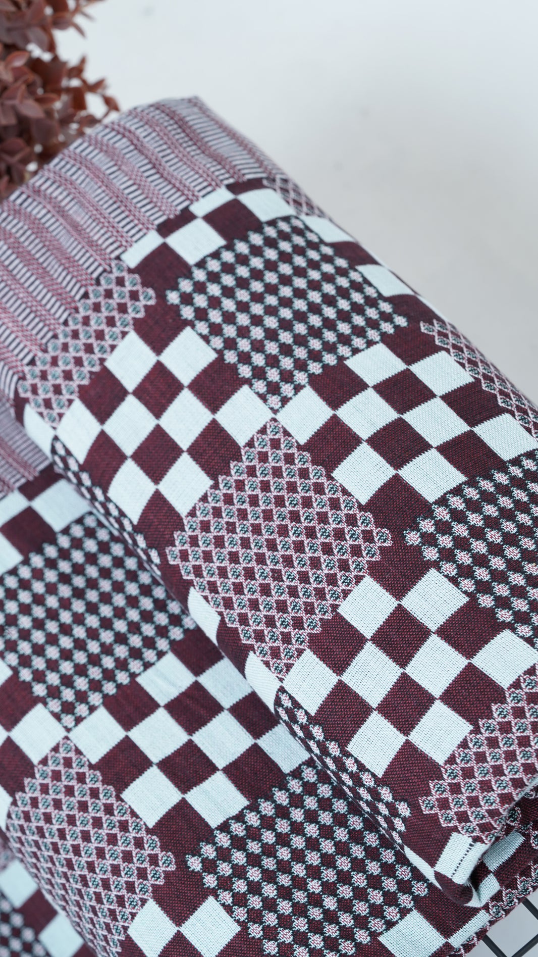 Premium Handloom Royal Checkmate King Size Chennimalai Bedsheet - Sky blue