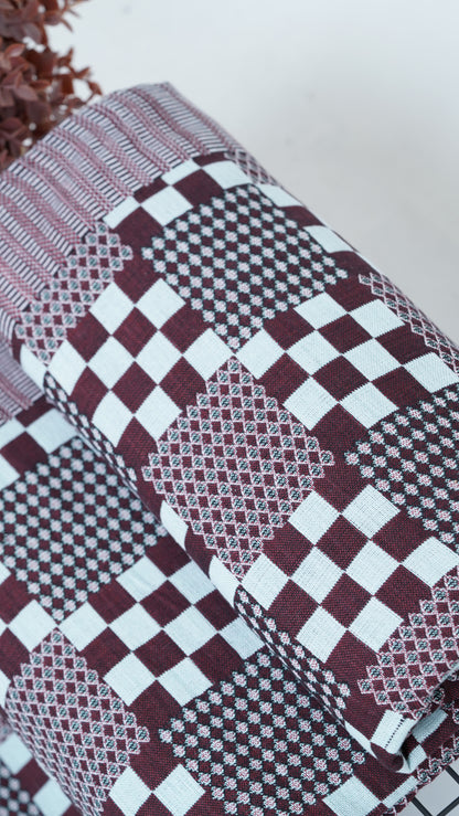 Premium Handloom Royal Checkmate Double Cot Chennimalai Bedsheet - Sky blue