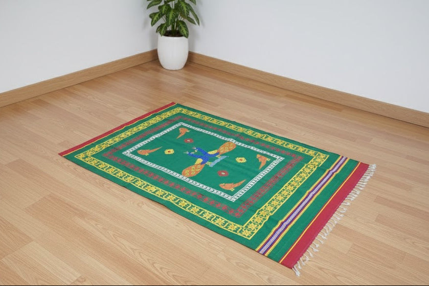 Handloom Pattu Jamakkalam - Green