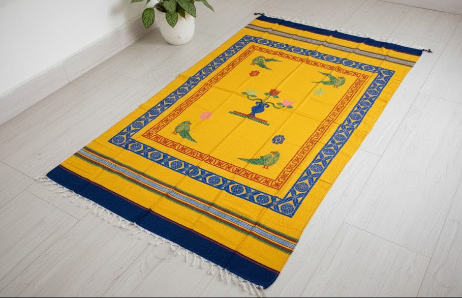 Handloom Pattu jamakkalam - yellow