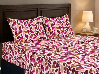 Premium Handloom Chennimalai Double Cot Bedspread Pink Leaf Print