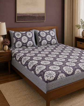 Premium Handloom Ethnic floral King Size Chennimalai Bedsheet — Warm-room styling view